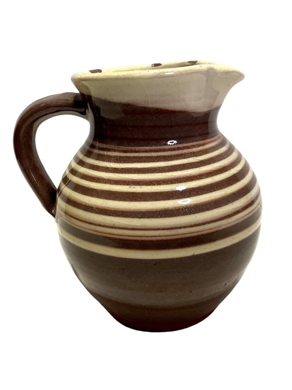 Handmade Fieldware Art Pottery Brown Pitcher Jug Glazed Stamped England 5.5" H